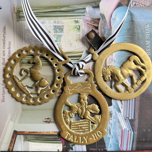 Vintage English Horse Brasses | Set of Three Equestrian Brass Medallions