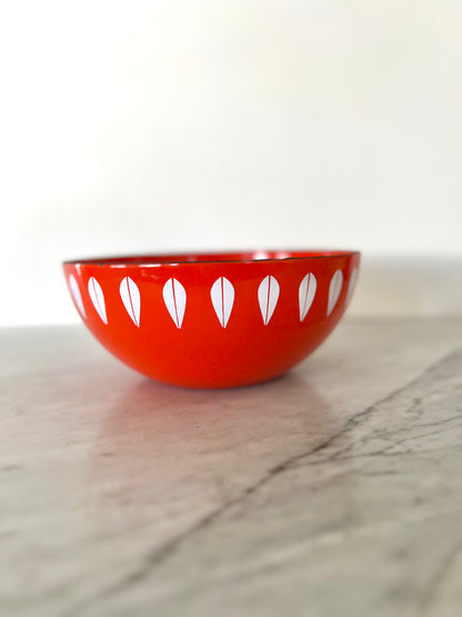 Catherine Holm Lotus Enamel Bowl Orange Small Print
