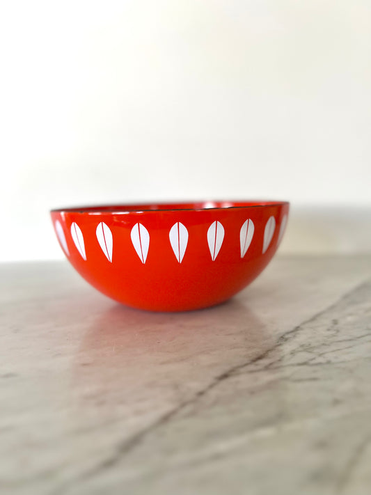 Catherine Holm Lotus Enamel Bowl Orange Small Print