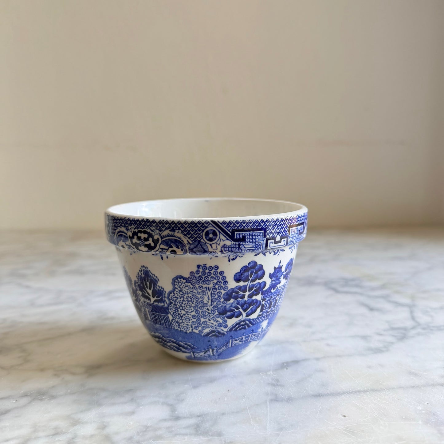 Vintage Blue Willow Transferware Pudding Bowl | English Blue & White Pottery