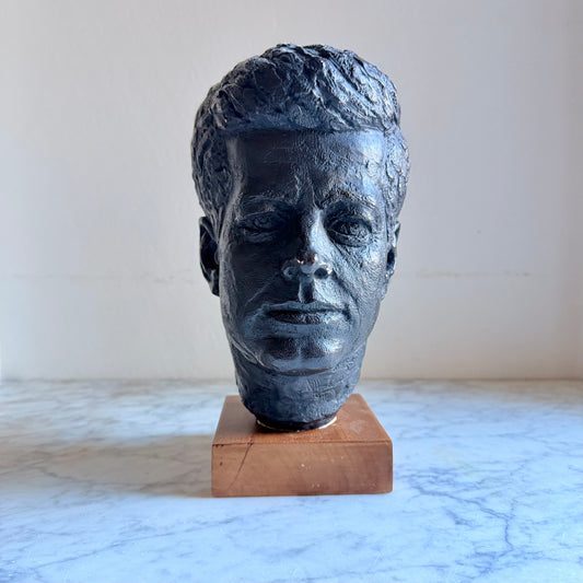 Vintage 1964 Austin Productions JFK Bust by Schillaci - Mid Century Presidential Memorabilia, Dark Academian Library Decor