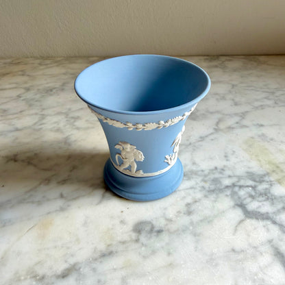 Vintage Wedgwood Blue Jasperware Vase - England Collectible Pottery