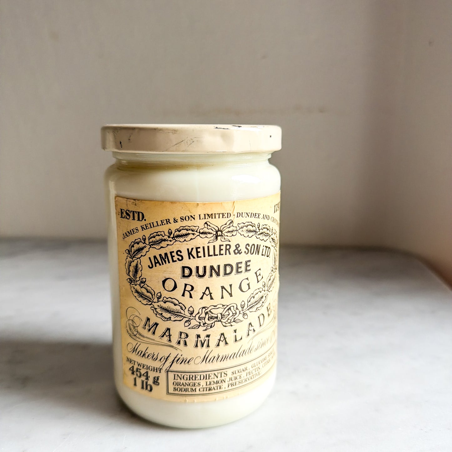 James Keiller & Son Dundee Orange Marmalade Pot - Milk Glass