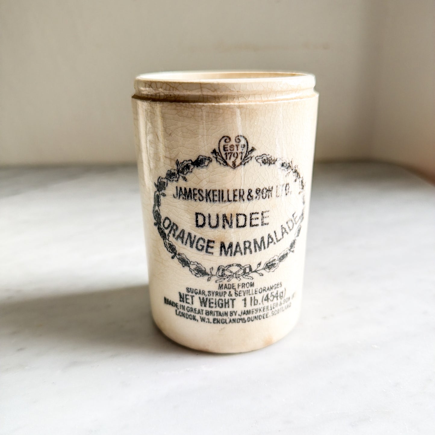 James Keiller & Son Dundee Orange Marmalade Pot – Antique Victorian Ironstone