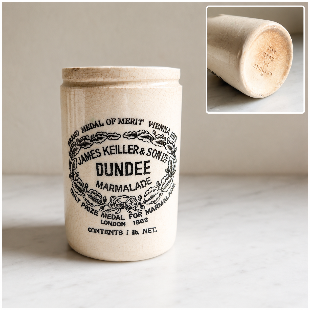 James Keiller & Son Dundee Orange Marmalade Pot – Antique Victorian Ironstone