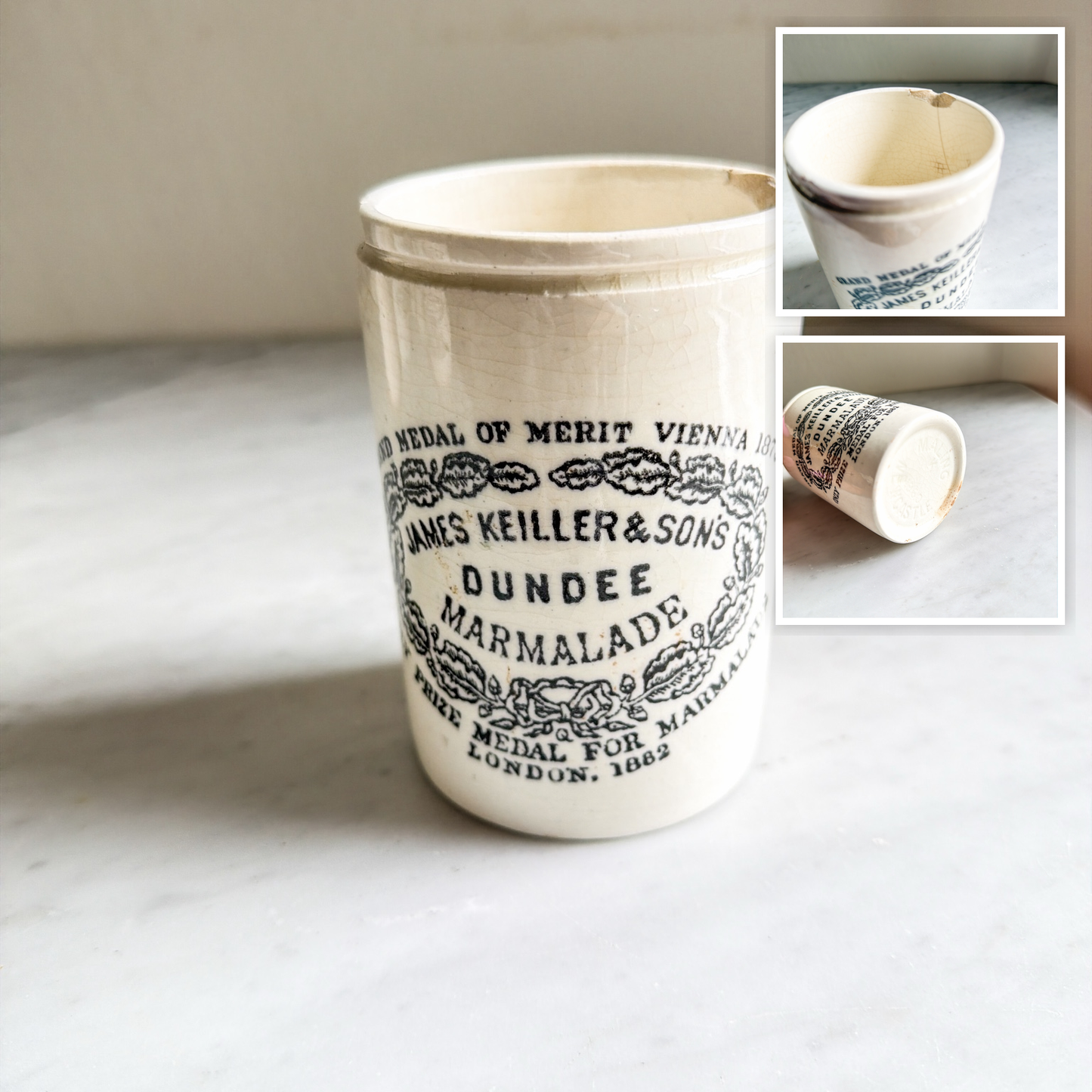 James Keiller & Son Dundee Orange Marmalade Pot – Antique Victorian Ironstone