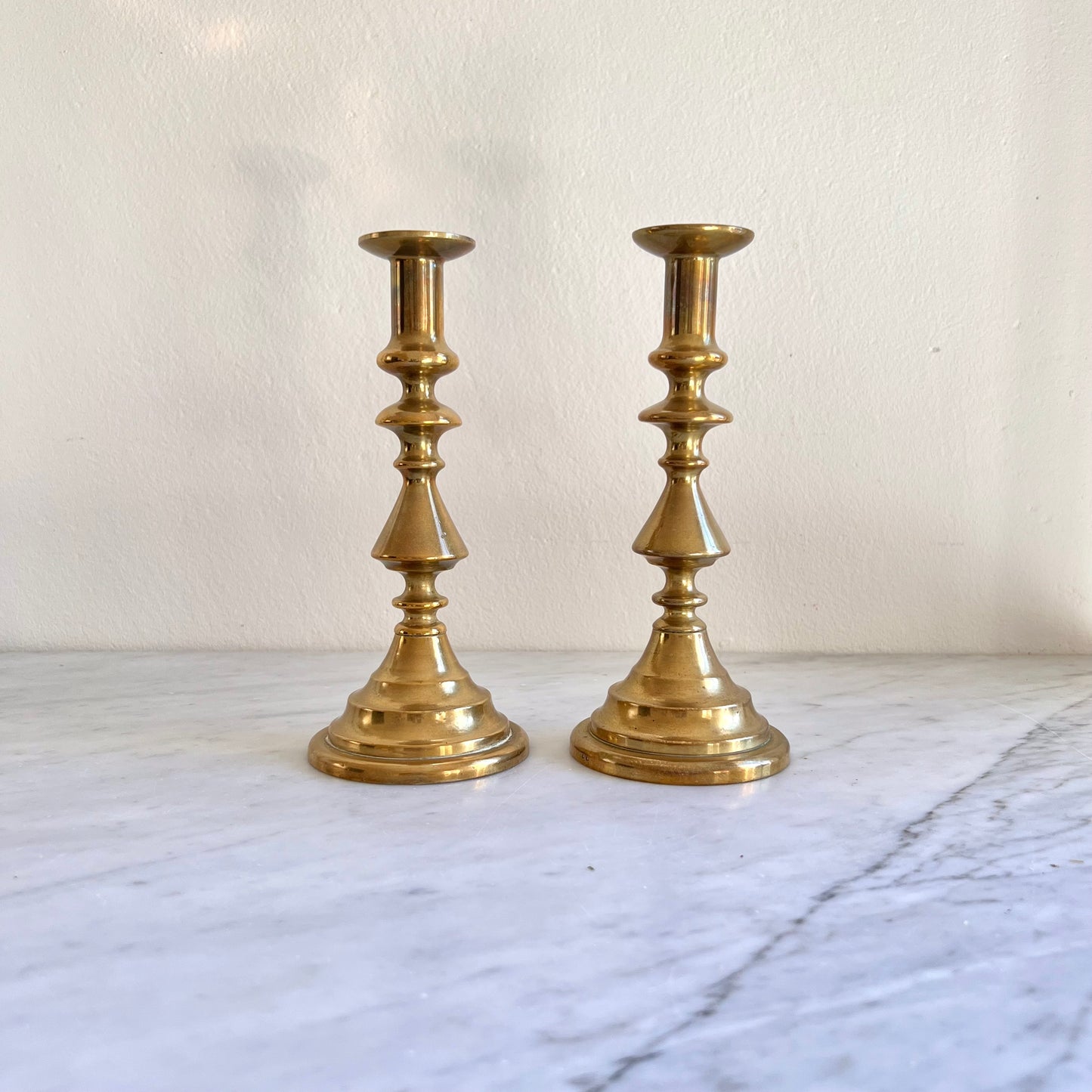 Vintage Tall Brass candle holders made in England