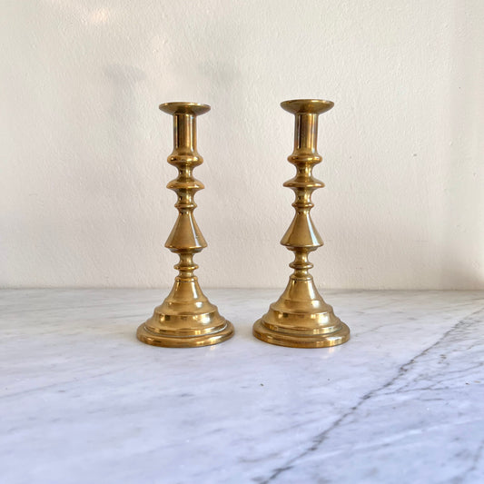Vintage Tall Brass candle holders made in England
