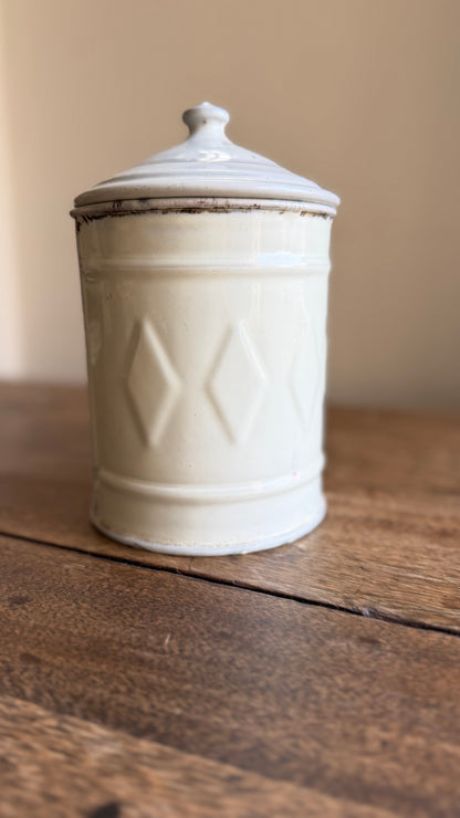 Vintage French 'Cafe' Coffee Enamelware Canister with Lid | Farmhouse Kitchen Storage
