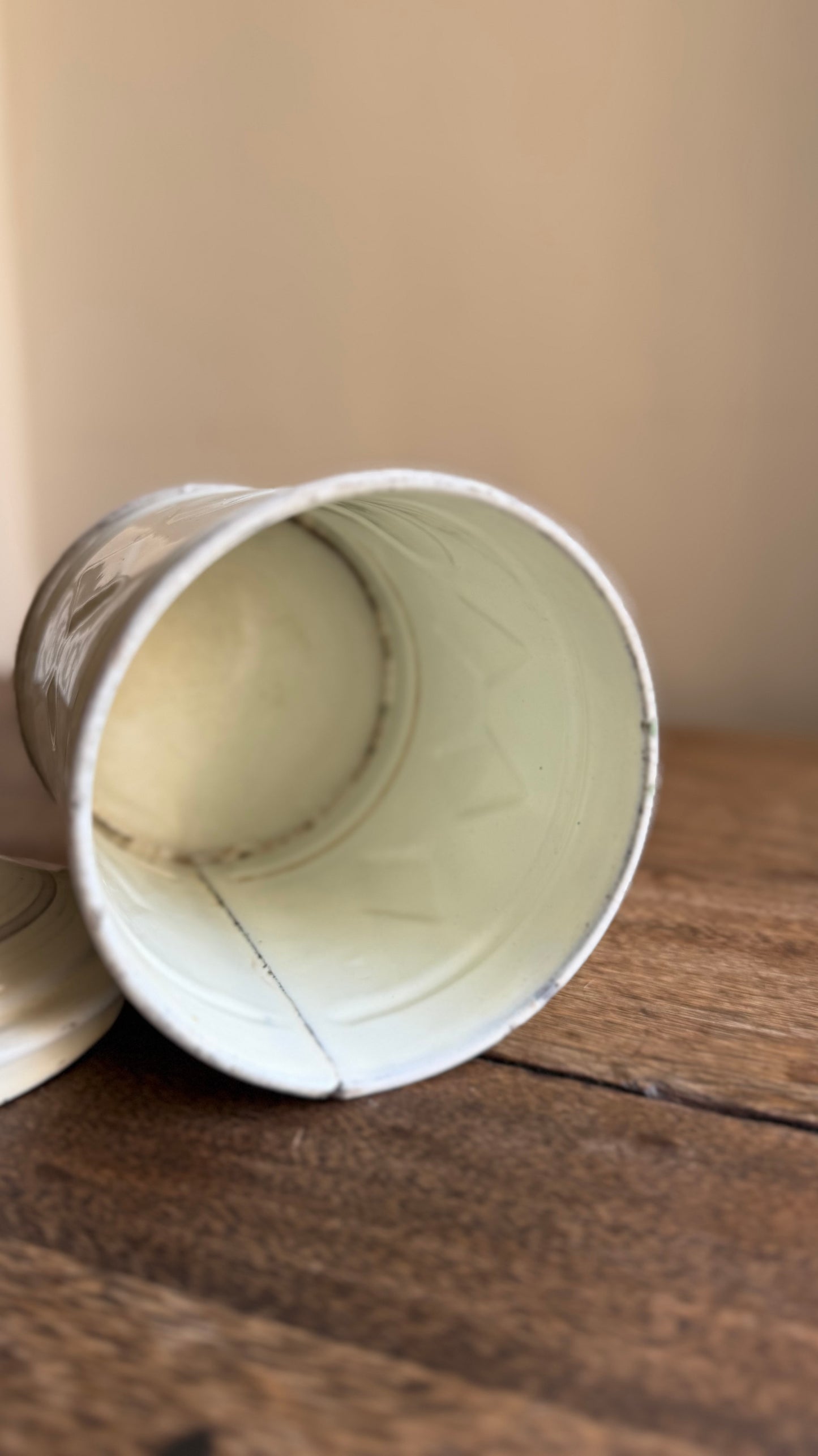 Vintage French 'Cafe' Coffee Enamelware Canister with Lid | Farmhouse Kitchen Storage