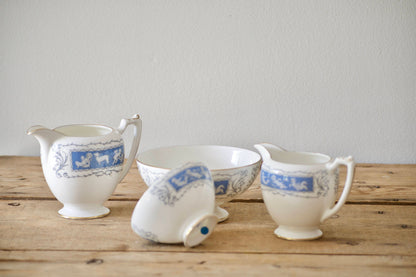 CoalPort Revelry Dinnerware Set, 40 pc Blue and White Bone China Dinner Set, Wedding China, Bridgerton china