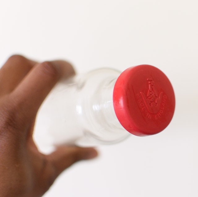 JAJ Pyrex Glass Pastry Rolling Pin with Red end caps, Collectible Pyrex Glass, 13" Hollow Glass, Made in England, Birthday Gift