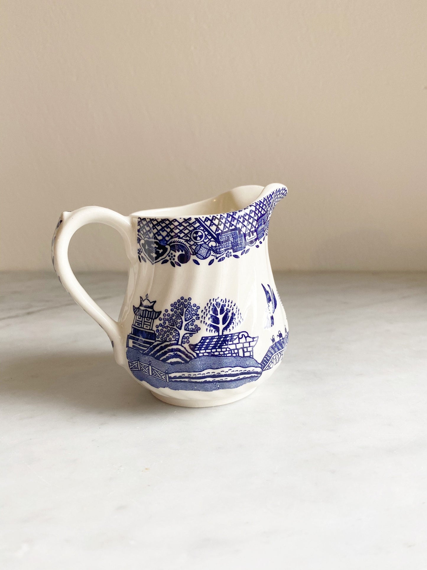 Barratts of Staffordshire Willow 6oz Small Creamer, Blue Transferware, Staffordshire china, Made in England