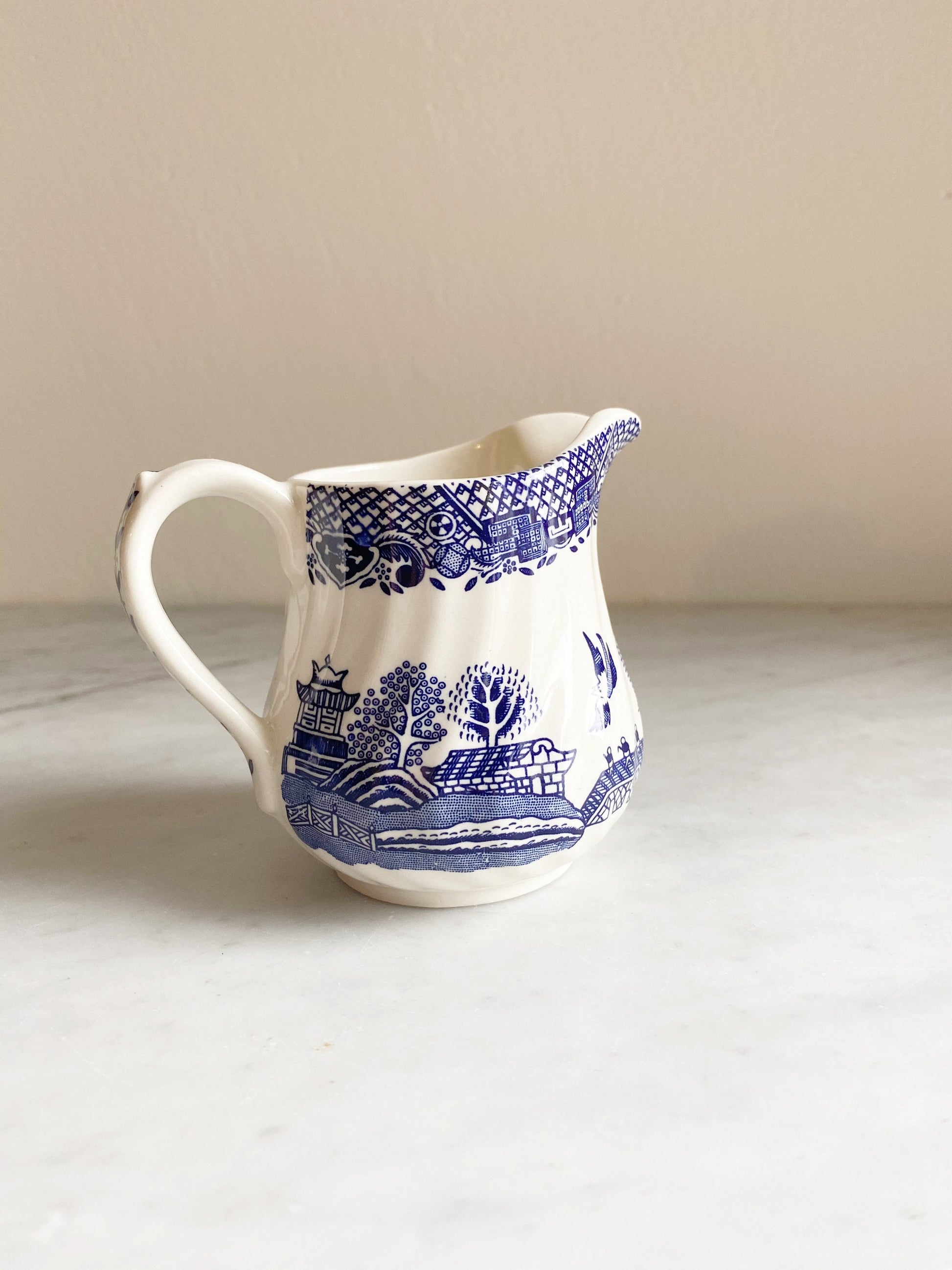 Barratts of Staffordshire Willow 6oz Small Creamer, Blue Transferware, Staffordshire china, Made in England