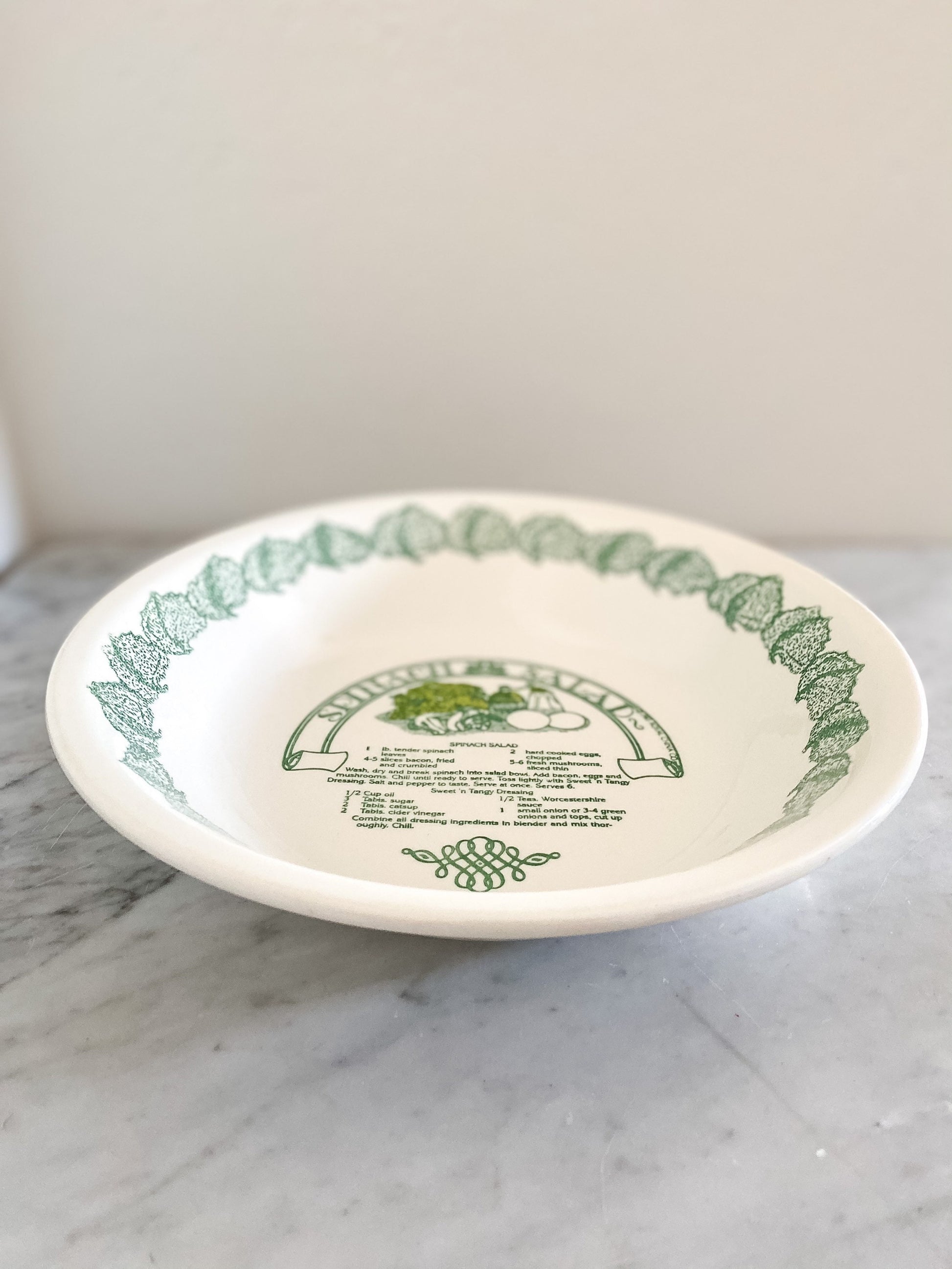 Vintage Garden Classics Salad Bowl: Spinach Salad Recipe Serving Dish