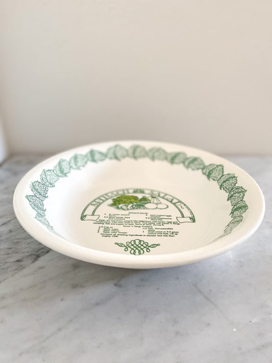 Vintage Garden Classics Salad Bowl: Spinach Salad Recipe Serving Dish