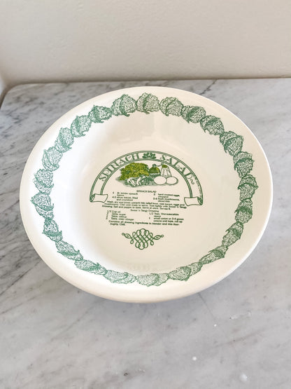 Vintage Garden Classics Salad Bowl: Spinach Salad Recipe Serving Dish