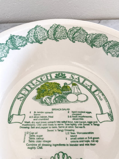 Vintage Garden Classics Salad Bowl: Spinach Salad Recipe Serving Dish