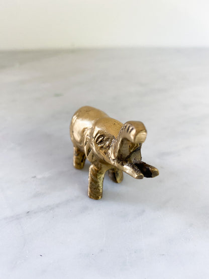Trio of Vintage Brass Elephants Figurine Good Luck Charms