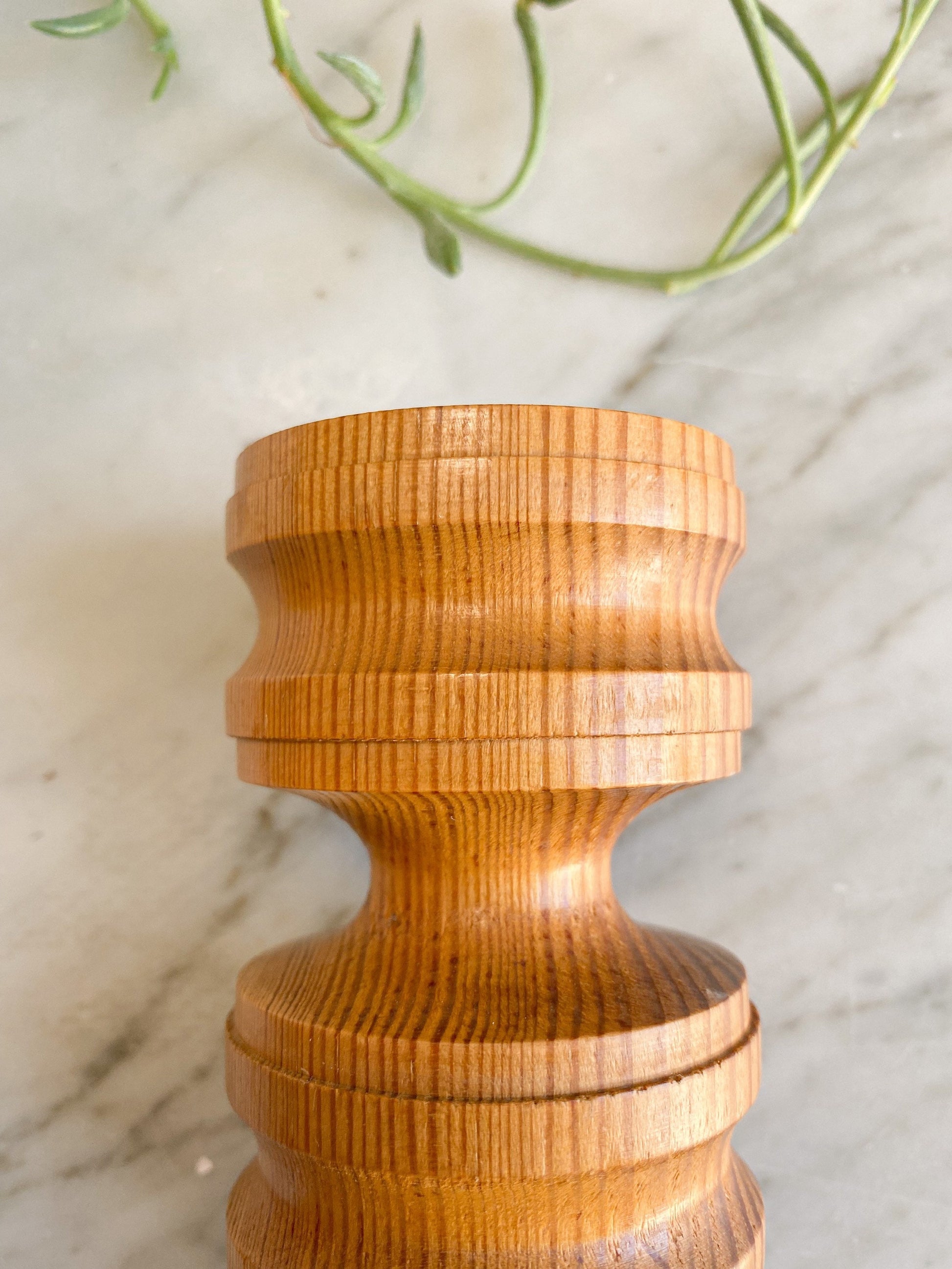 Hand Turned Pine Candleholders: Vintage Stockholm Candlesticks, Made in England