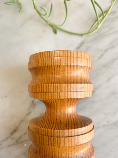 Hand Turned Pine Candleholders: Vintage Stockholm Candlesticks, Made in England