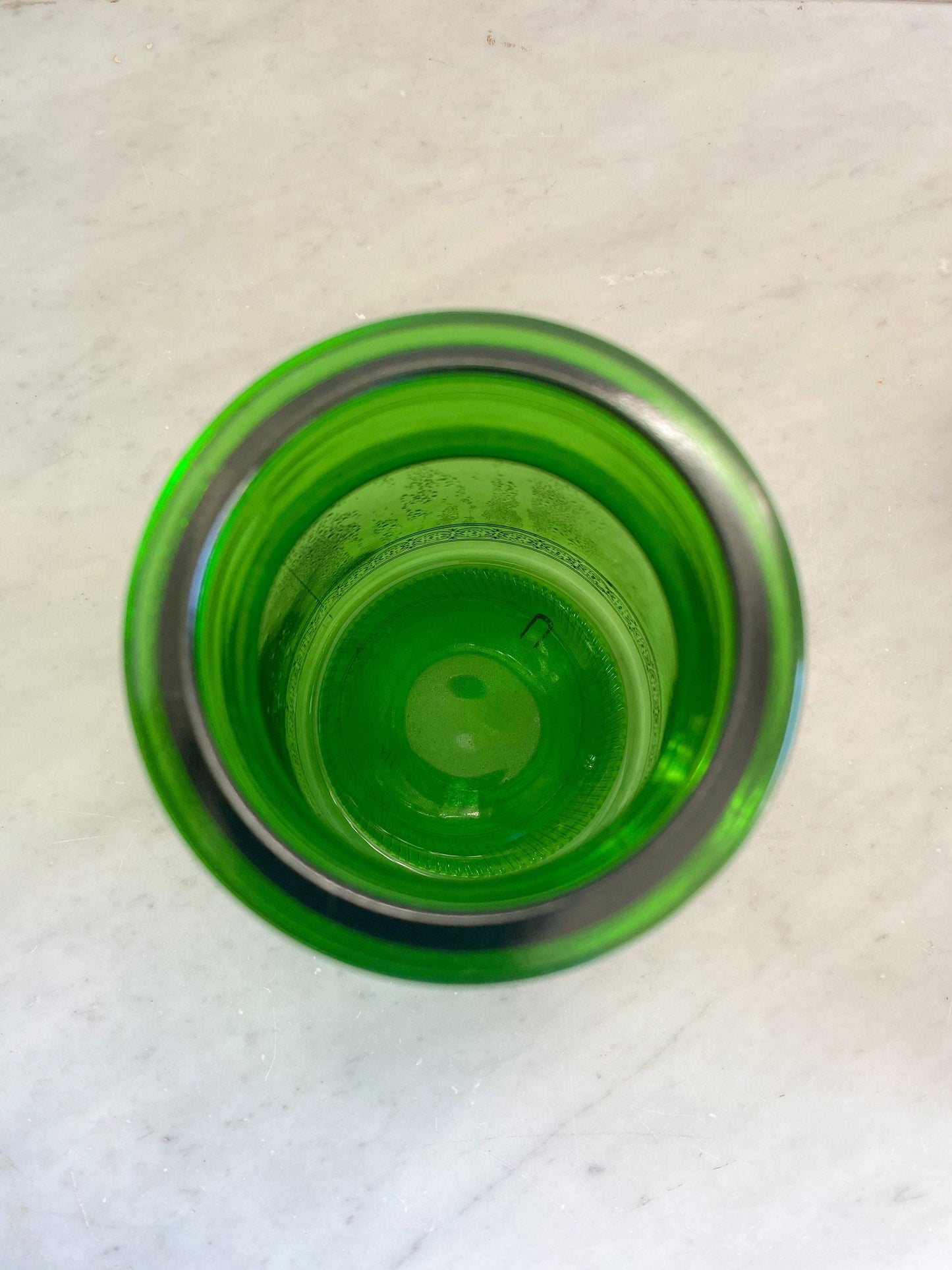 HUGE Green & Gold 9" Apothecary Glass Jar with Lid, Made in Belgium