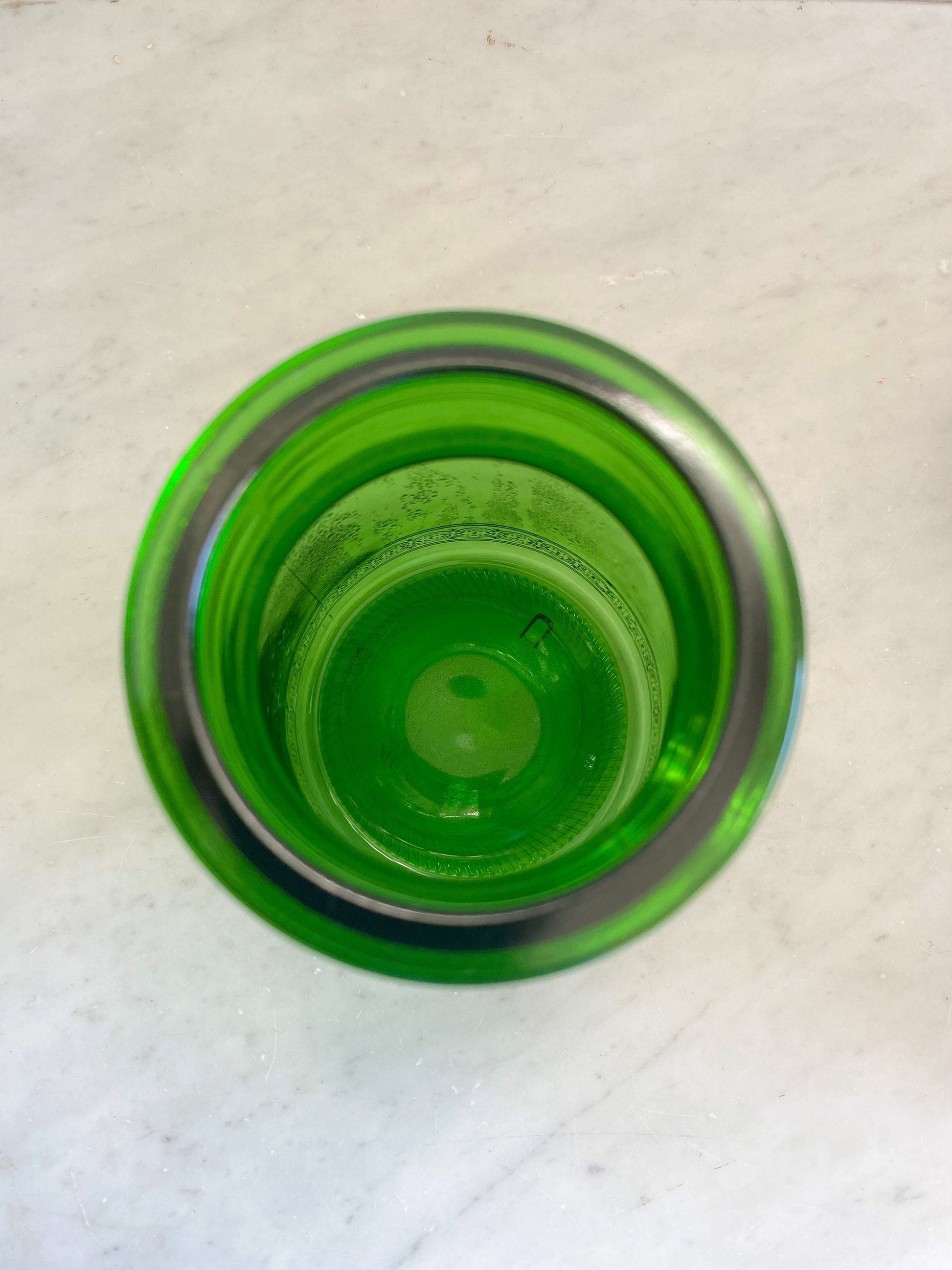 HUGE Green & Gold 9" Apothecary Glass Jar with Lid, Made in Belgium