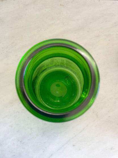 HUGE Green & Gold 9" Apothecary Glass Jar with Lid, Made in Belgium