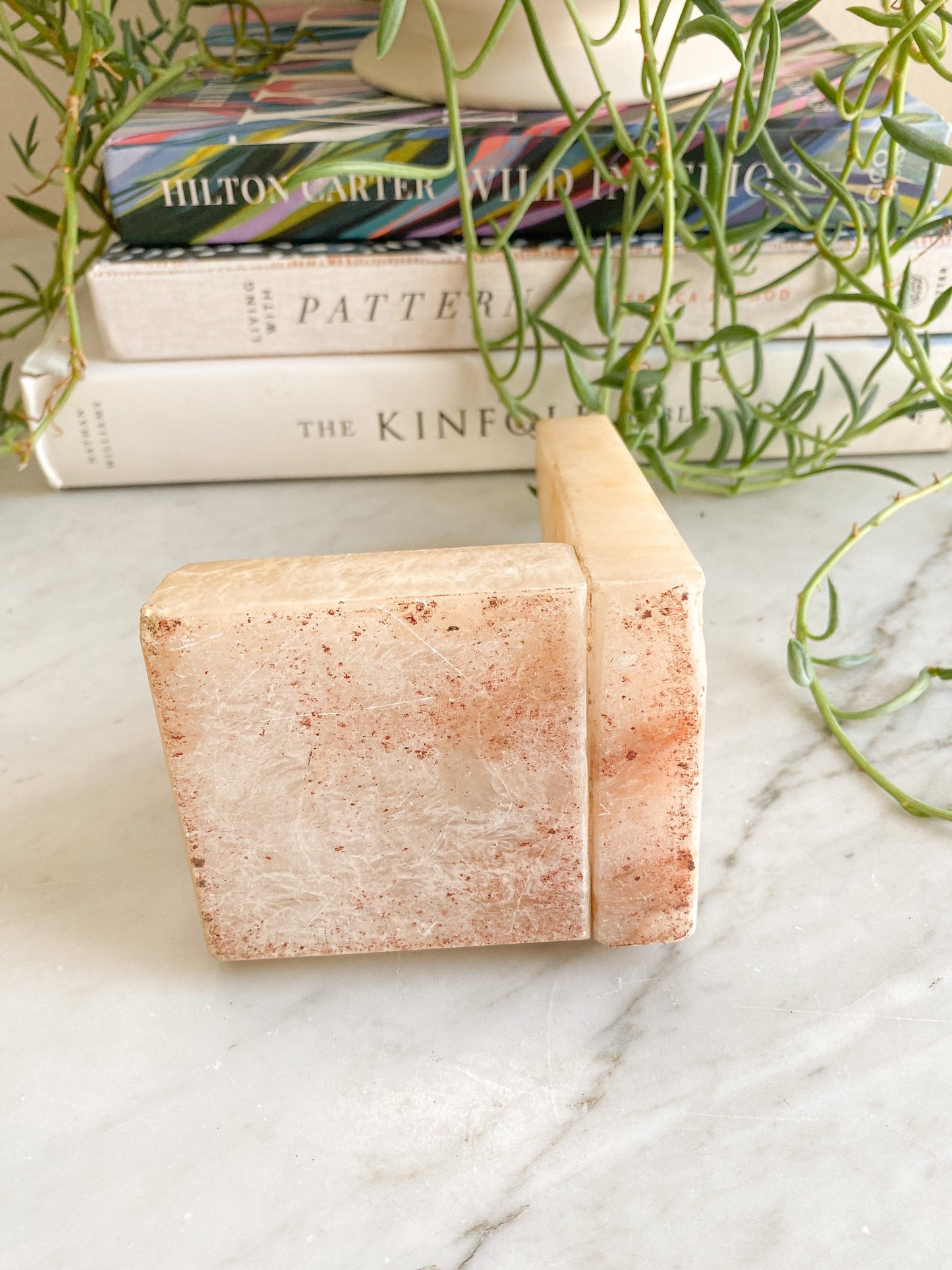 Vintage Alabaster Dog Bookends: Art Deco Library Decor