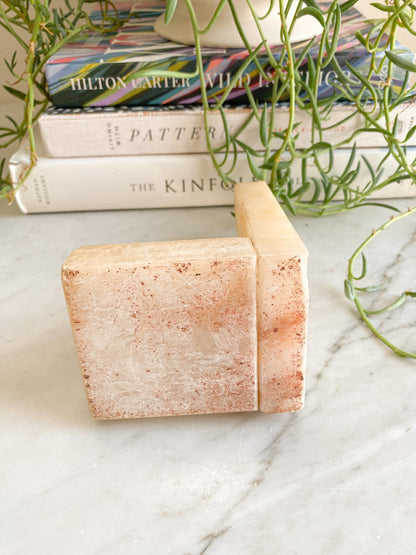 Vintage Alabaster Dog Bookends: Art Deco Library Decor