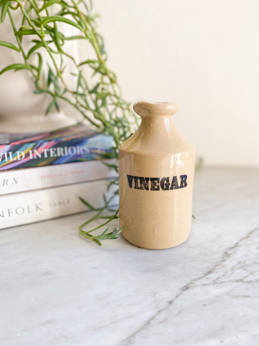Vintage Pearsons of Chesterfield Stoneware Vinegar Bottle Cruet with Black Typography