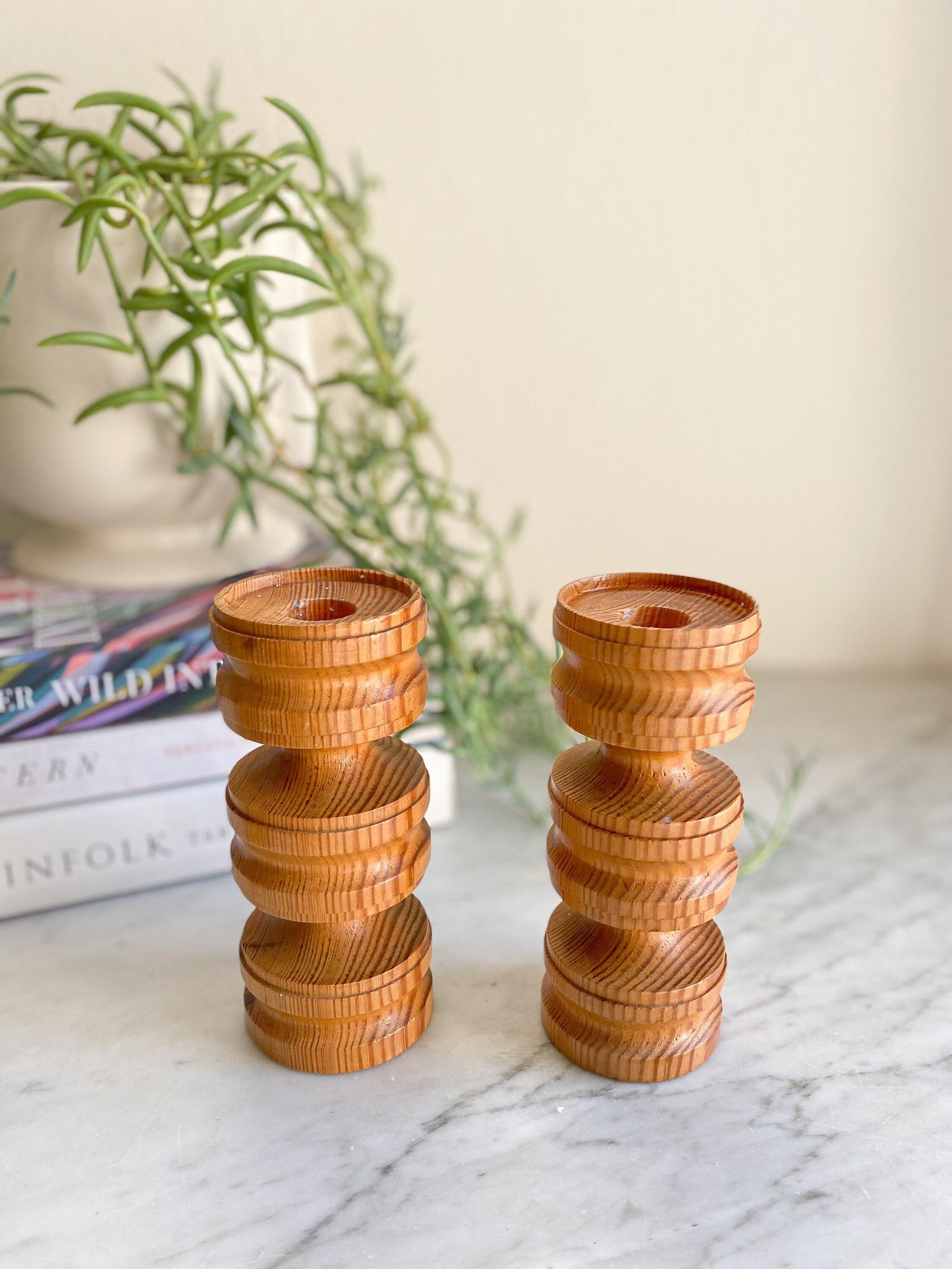 Handturned British Wooden candle holders
