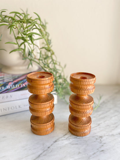 Handturned British Wooden candle holders
