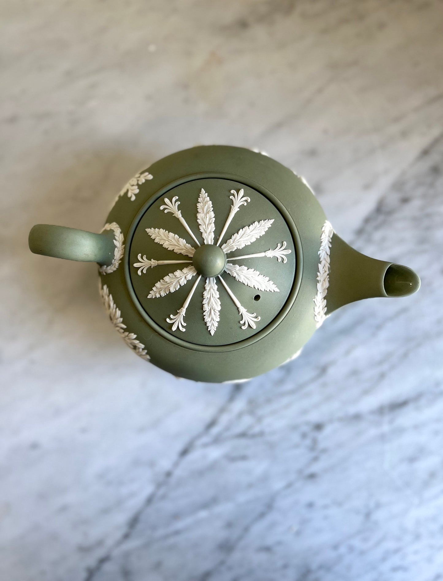 Wedwood sage green Jasperware teapot