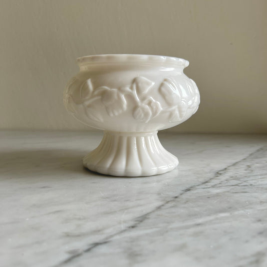 Cute Indoor Milkglass Planter, Small White Flower Pot, Gift for Mom / Her, Housewarming Gift, Collectible Milk Glass, Vintage Home Decor