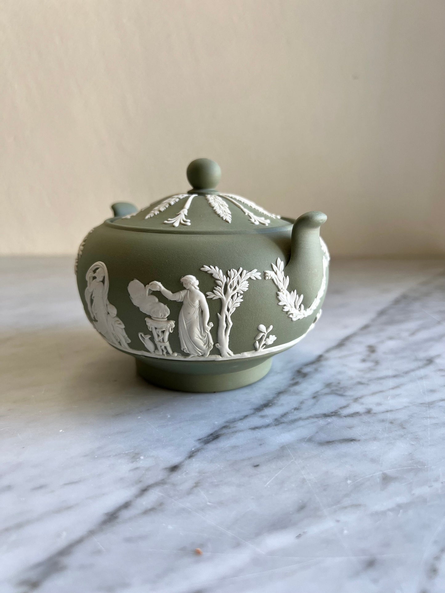 Wedwood sage green Jasperware teapot