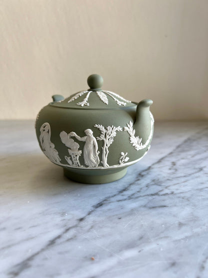 Wedwood sage green Jasperware teapot