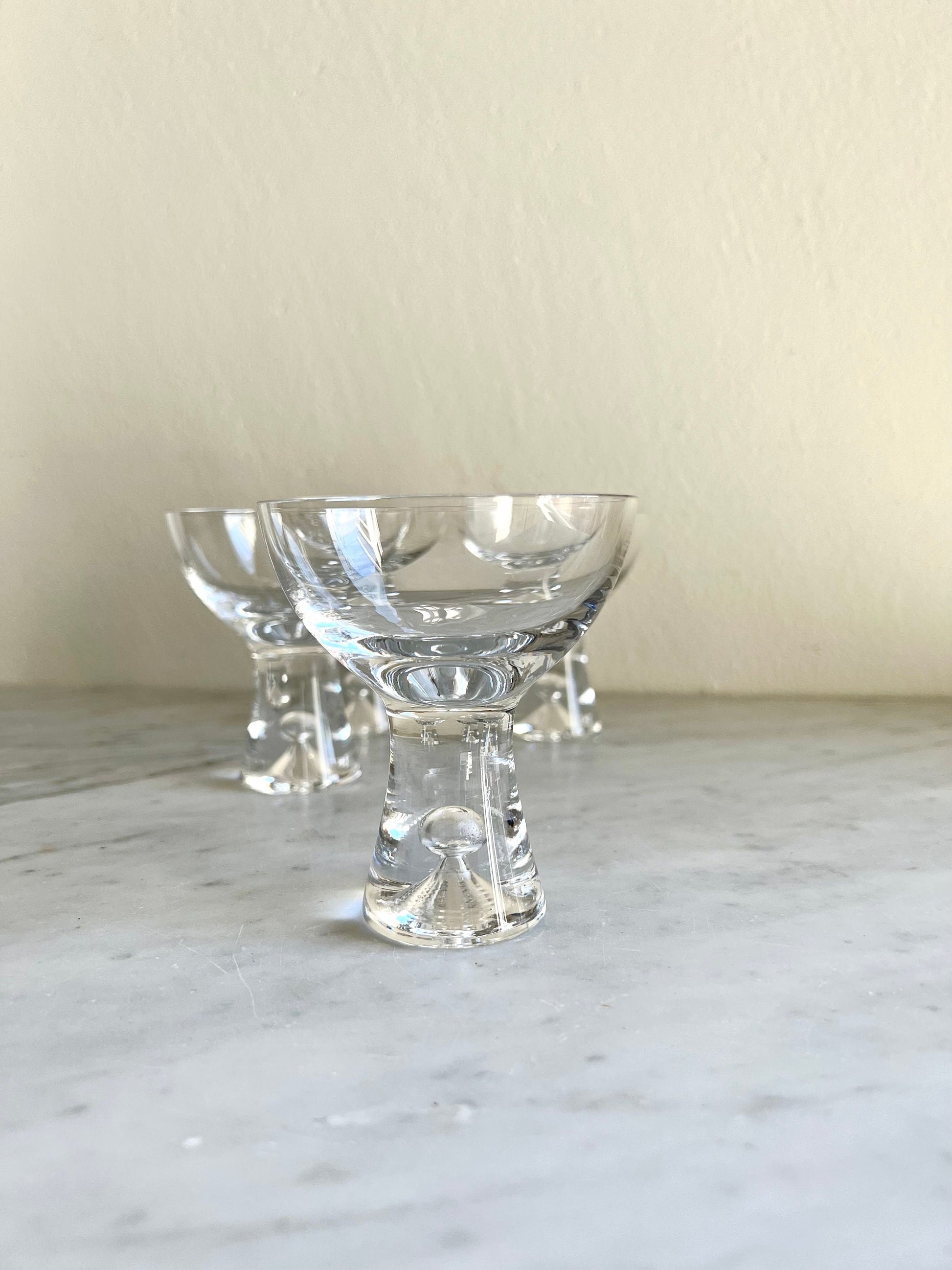 Mid Century Tapio Wirkkala Iittala Finland Set of 4 Martini Cocktail Glasses, Vintage Barware, Housewarming / Christmas Gift, Scandi Style