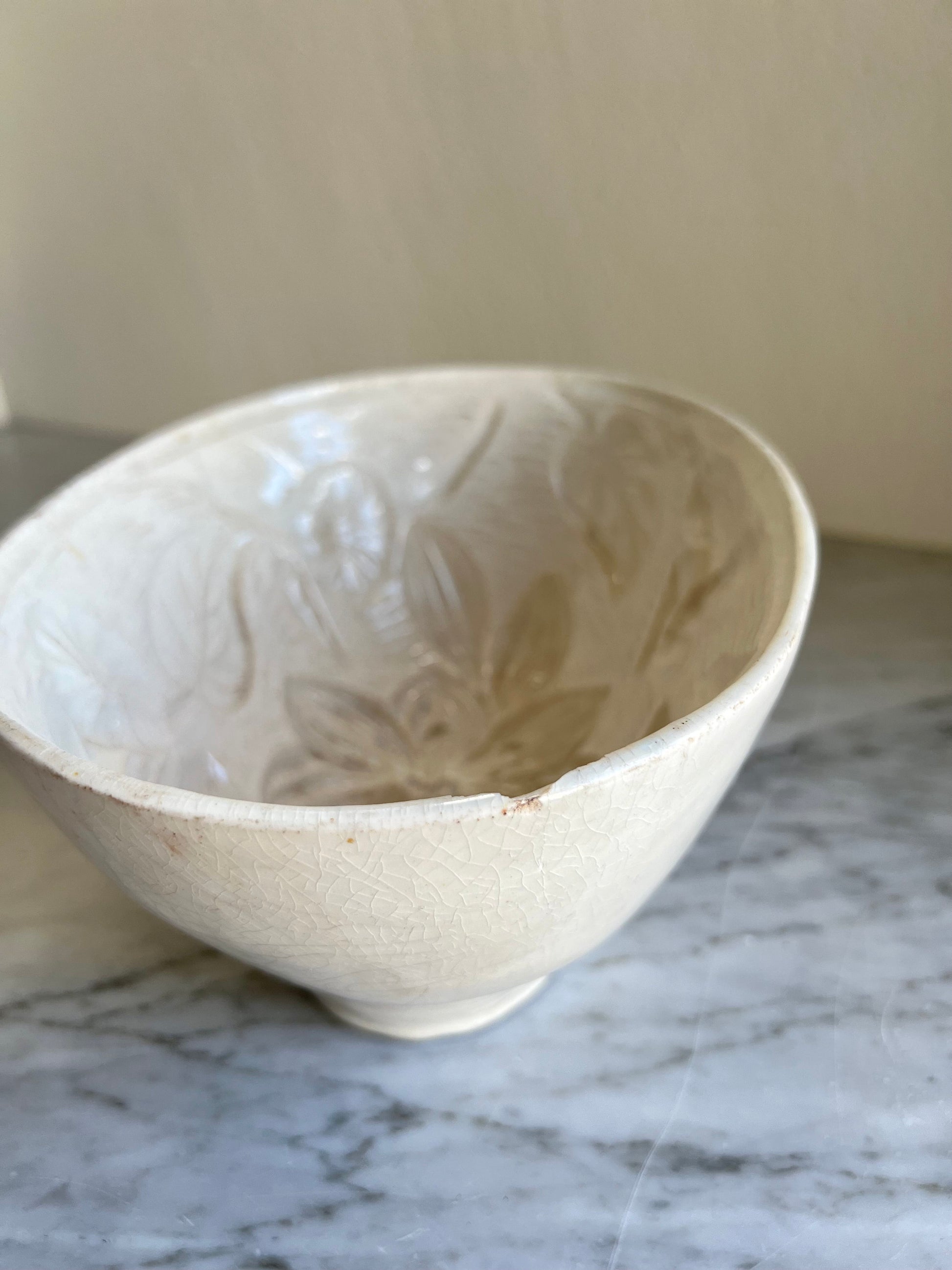 Antique Wedgwood Creamware Aspic Mold with Lily Motif