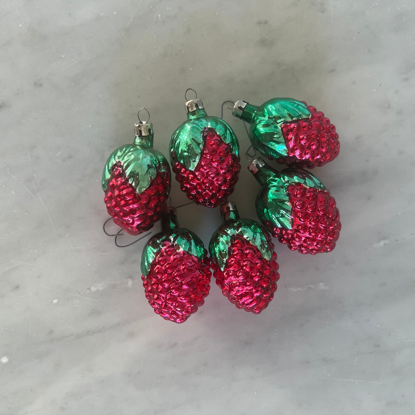 Vintage Mercury Glass Christmas Ornaments - Strawberry or Twisted Candy Canes