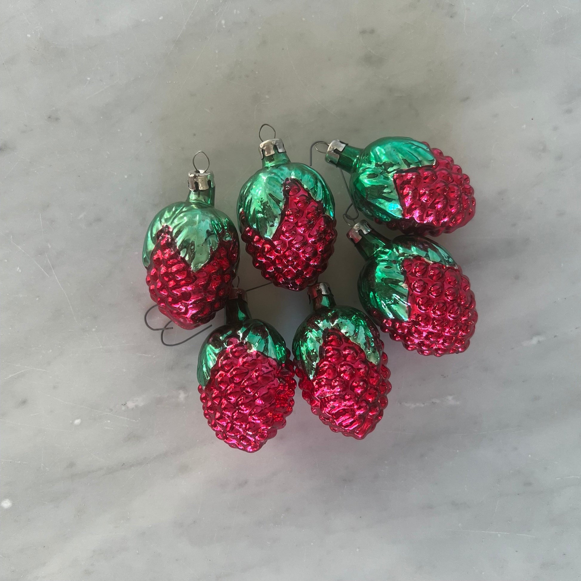 Vintage Mercury Glass Christmas Ornaments - Strawberry or Twisted Candy Canes