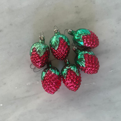 Vintage Mercury Glass Christmas Ornaments - Strawberry or Twisted Candy Canes