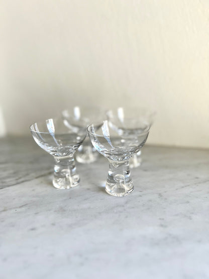 Mid Century Tapio Wirkkala Iittala Finland Set of 4 Martini Cocktail Glasses, Vintage Barware, Housewarming / Christmas Gift, Scandi Style