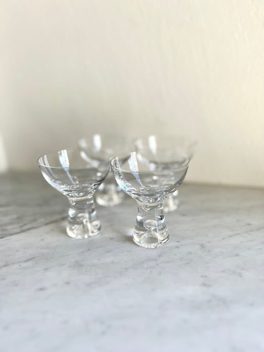 Mid Century Tapio Wirkkala Iittala Finland Set of 4 Martini Cocktail Glasses, Vintage Barware, Housewarming / Christmas Gift, Scandi Style