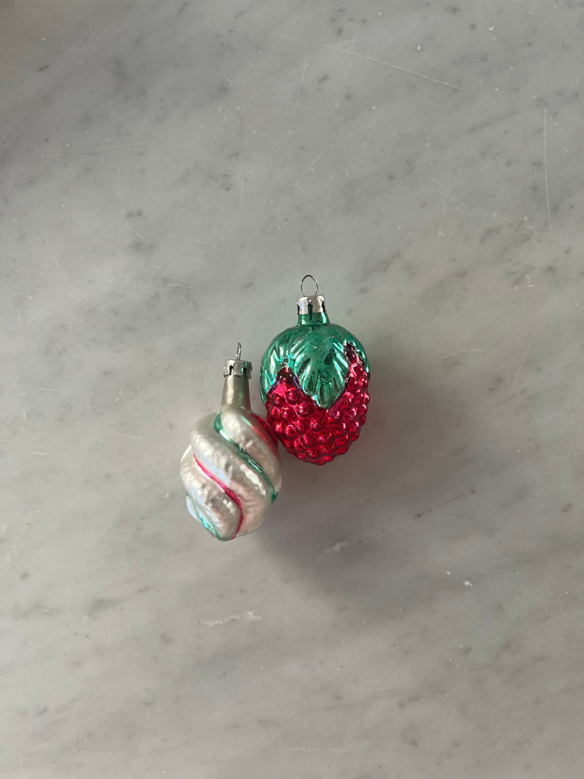 Vintage Mercury Glass Christmas Ornaments - Strawberry or Twisted Candy Canes