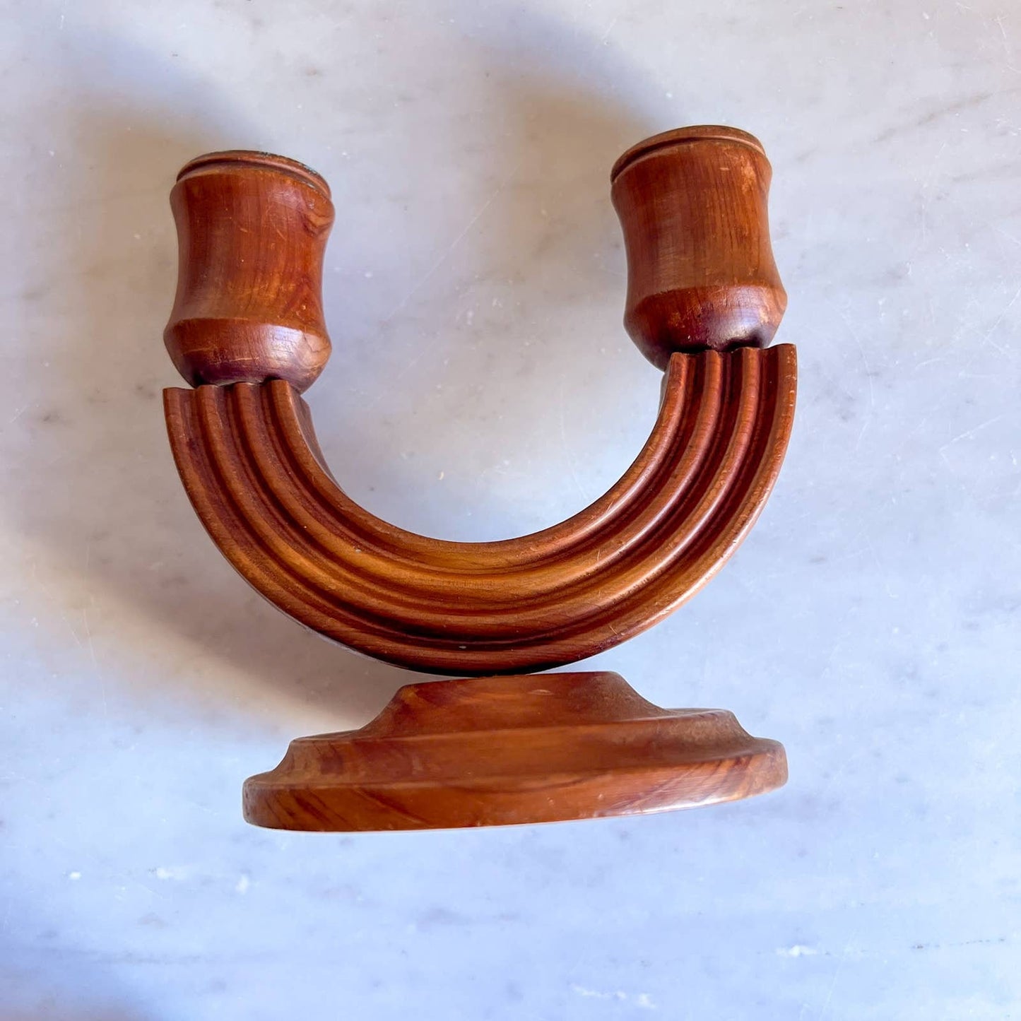 Vintage Wooden Double Arm Candleholder