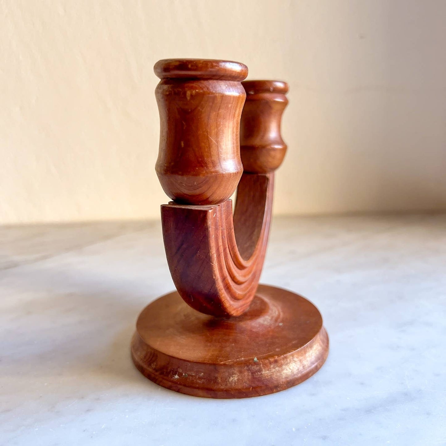 Vintage Wooden Double Arm Candleholder