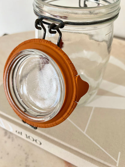 Triomphe Glass Tea Canister: 80s Retro Kitchen Storage Jar