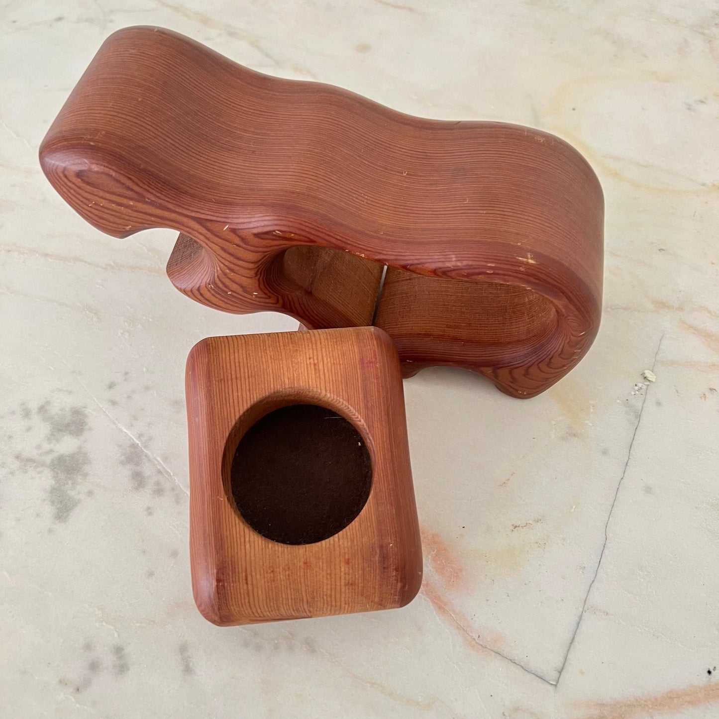 Vintage Fred Buss Hippo Trinket Box: Mid-Century Modern Redwood Figurine