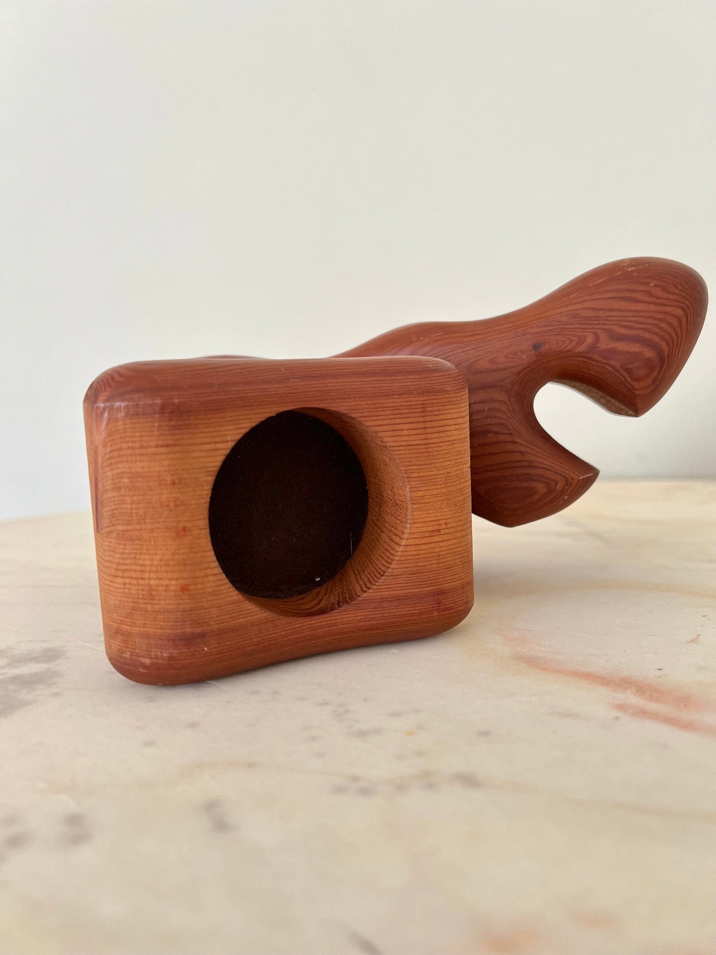 Vintage Fred Buss Hippo Trinket Box: Mid-Century Modern Redwood Figurine